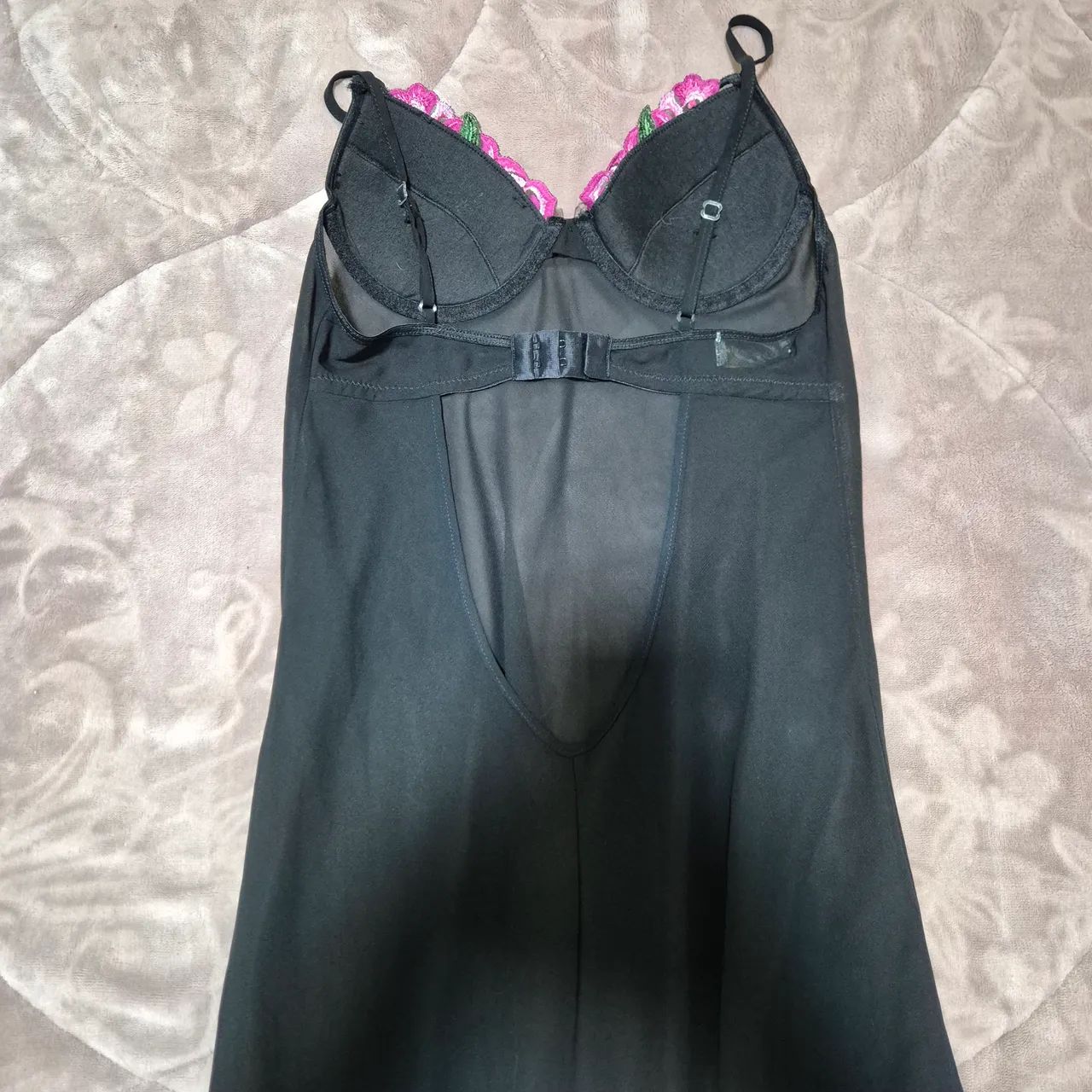 Lingerie Camisola Preta Longa P - Foto 4