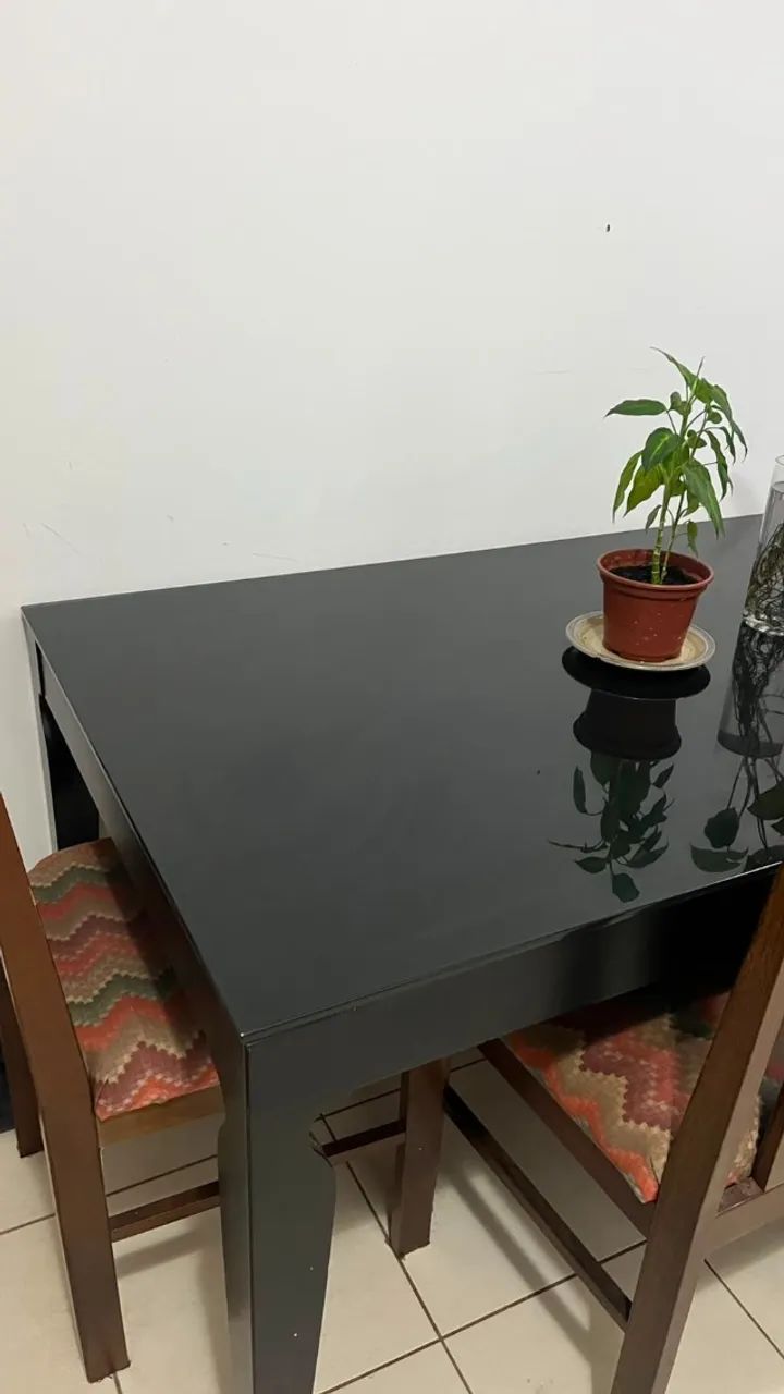 Mesa & Cadeira de Jantar c/ tampo de vidro - Foto 3