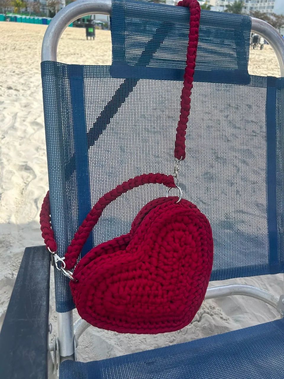 Bolsa de Coração de Crochê