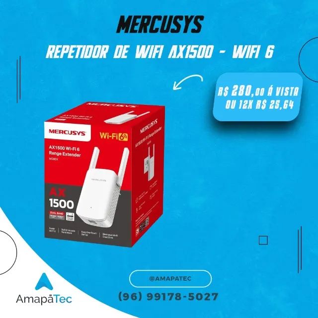 Repetidor Wi-Fi 6 Mercusys ME60X-AX1500