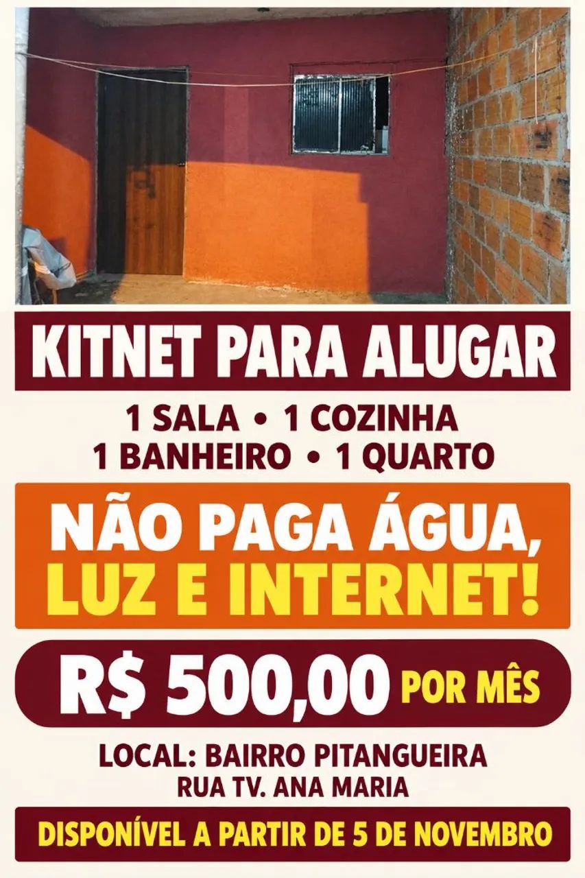 Kitnet para alugar 500$