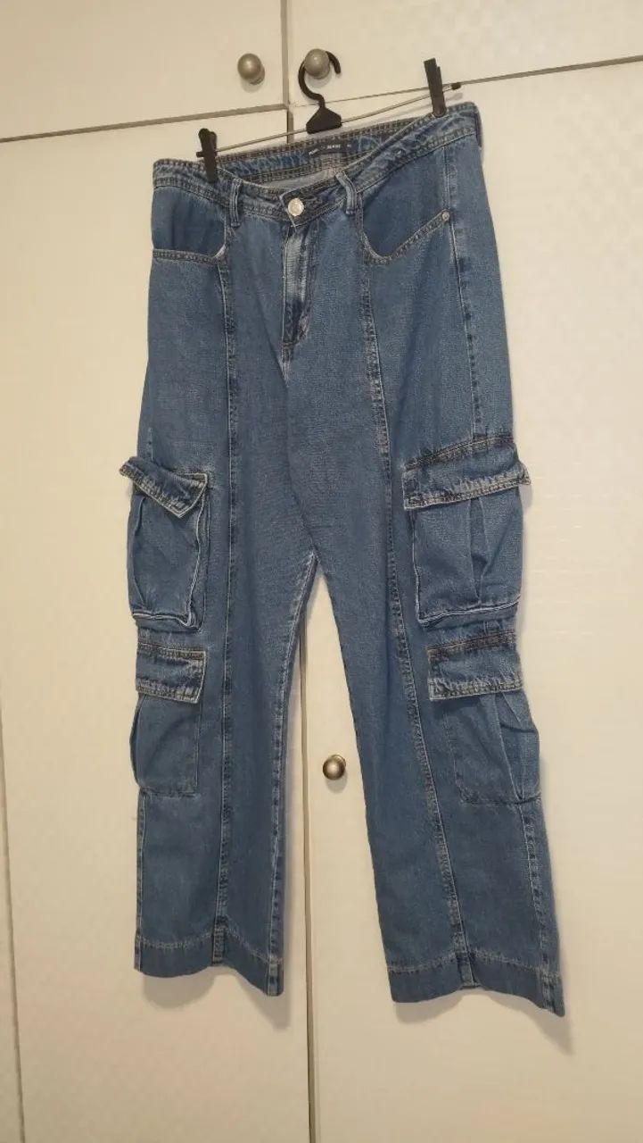 Calça Jeans Pool Wide slim cargo 44 - Foto 4