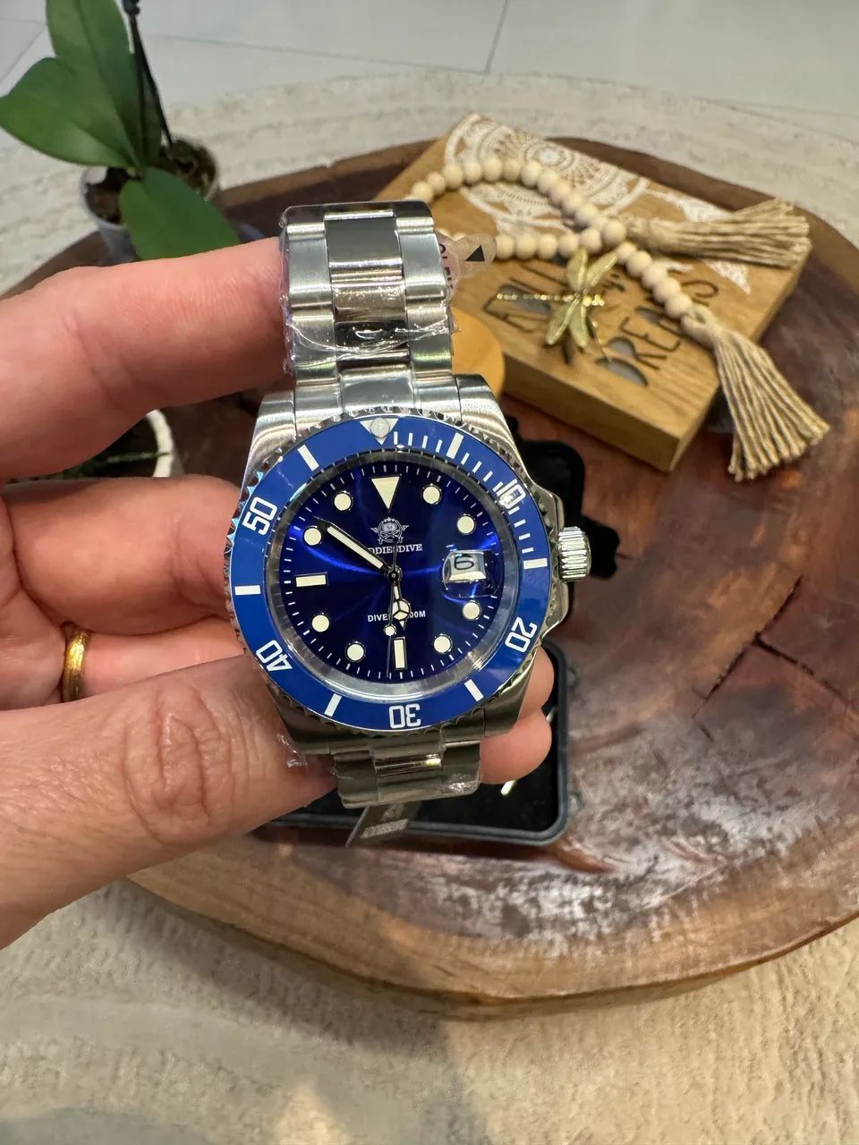 Relógio Addiesdive Submariner azul 41mm - Foto 5