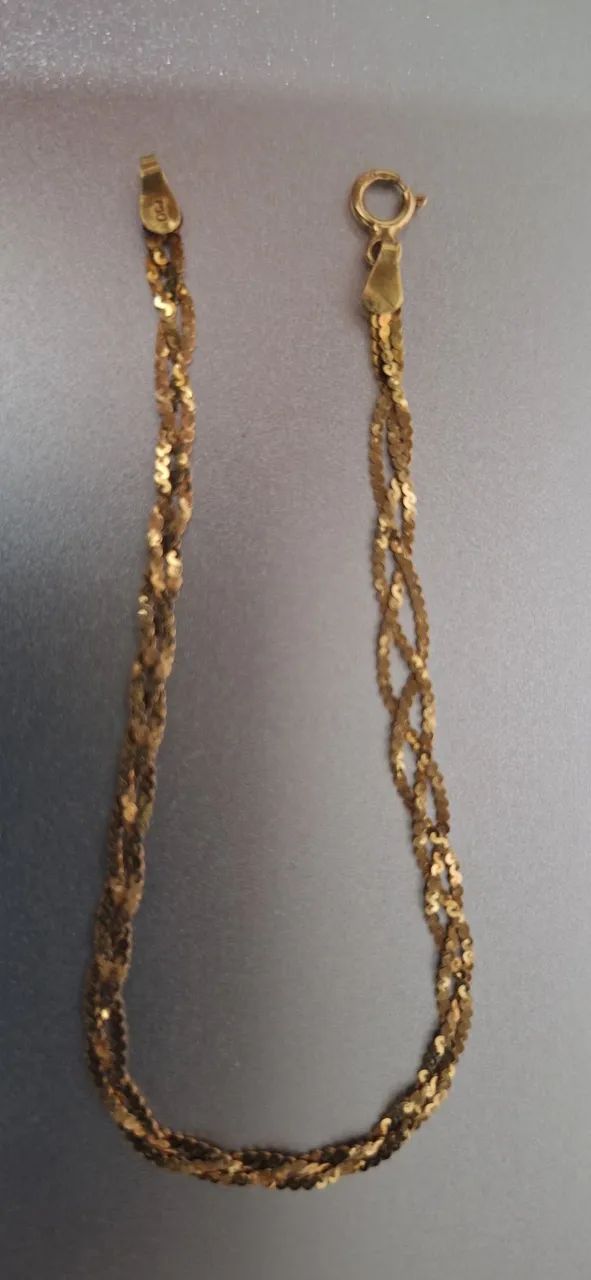 Pulseira trança, malha italiana, ouro18k