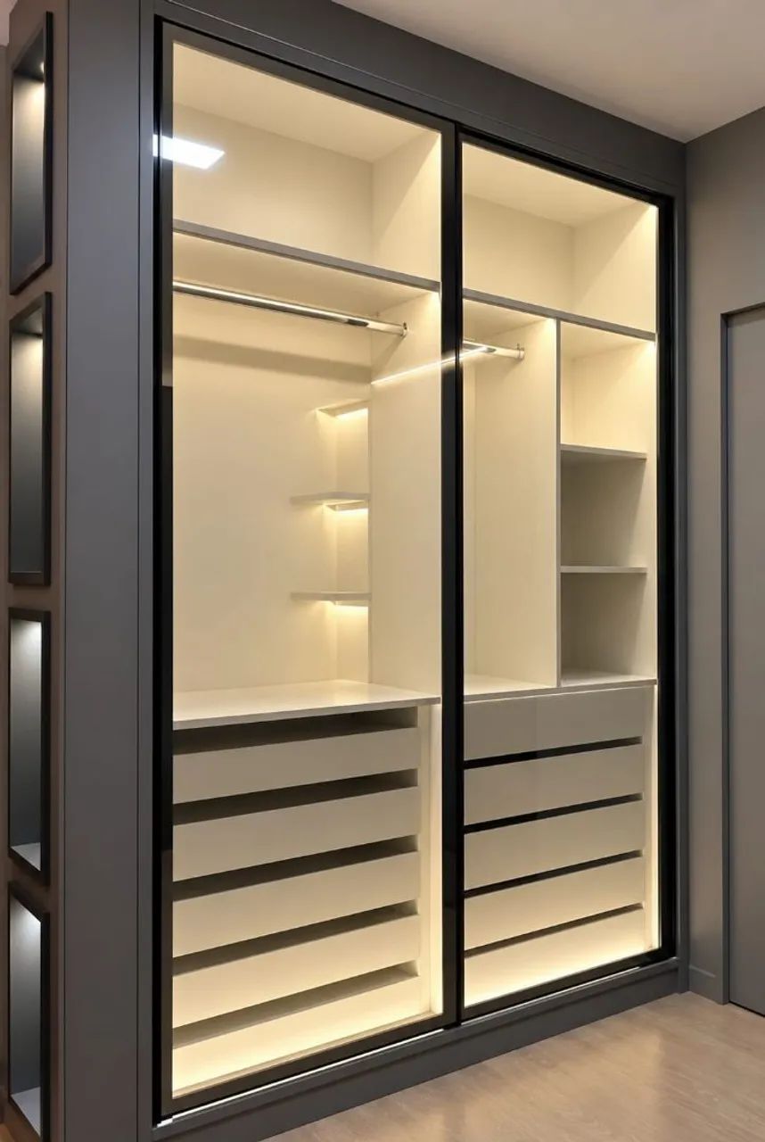 Roupeiro Com Portas Reflectas E Led Embutido 