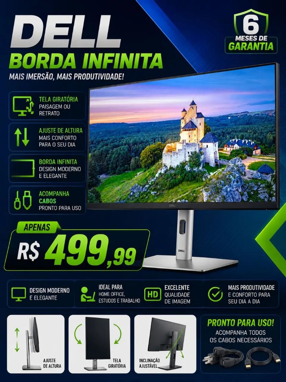 Monitor DELL borda infinita 22polegadas - GARANTIA 