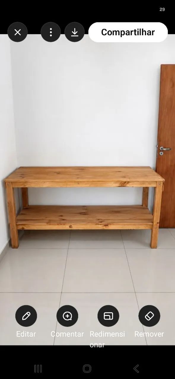 Mesa de Trabalho em Madeira Reforçada 2m x 60cm - Com Prateleira