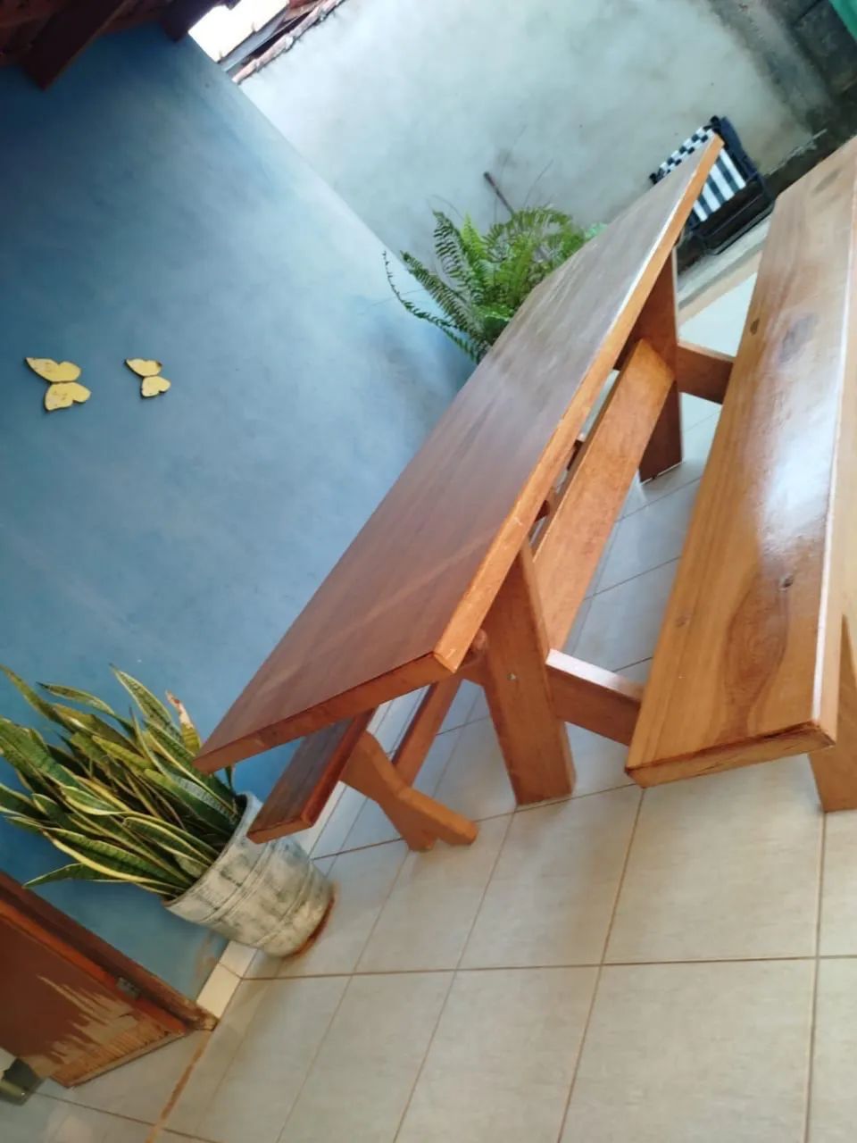Mesa de Angelin pedra madeira maciça - Foto 2