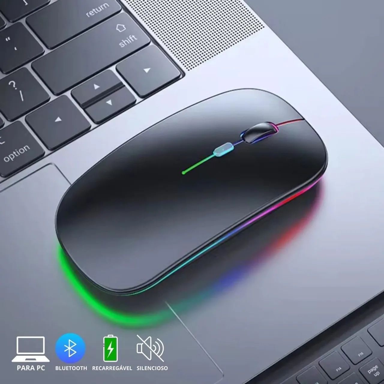 Mouse Sem Fio EletroMex EL-2103 RGB - Bluetooth + 2.4G