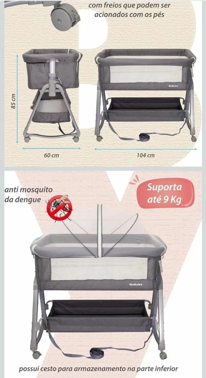 BERÇO PORTÁTIL CO BED COM MOSQUITEIRO (PRATICAMENTE NOVO) - Foto 5