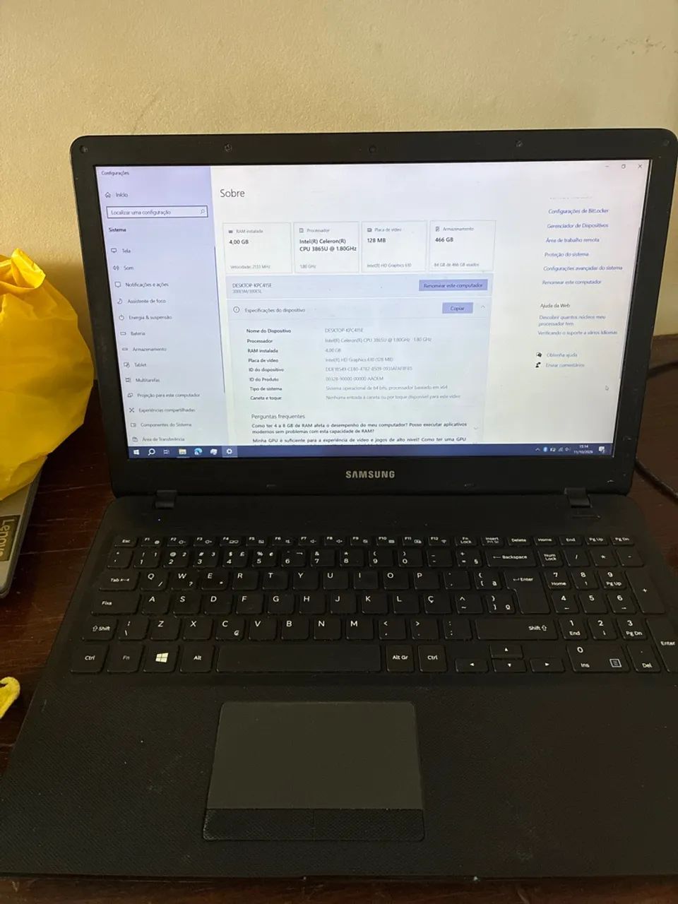 Notebook Samsung 15.6 | Celeron | 4GB ram | SSD 466GB - Foto 2