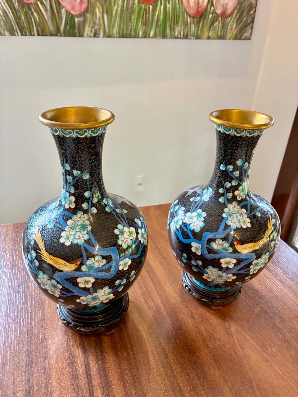 Antigo par de vasos Chineses Cloisonné - Foto 2