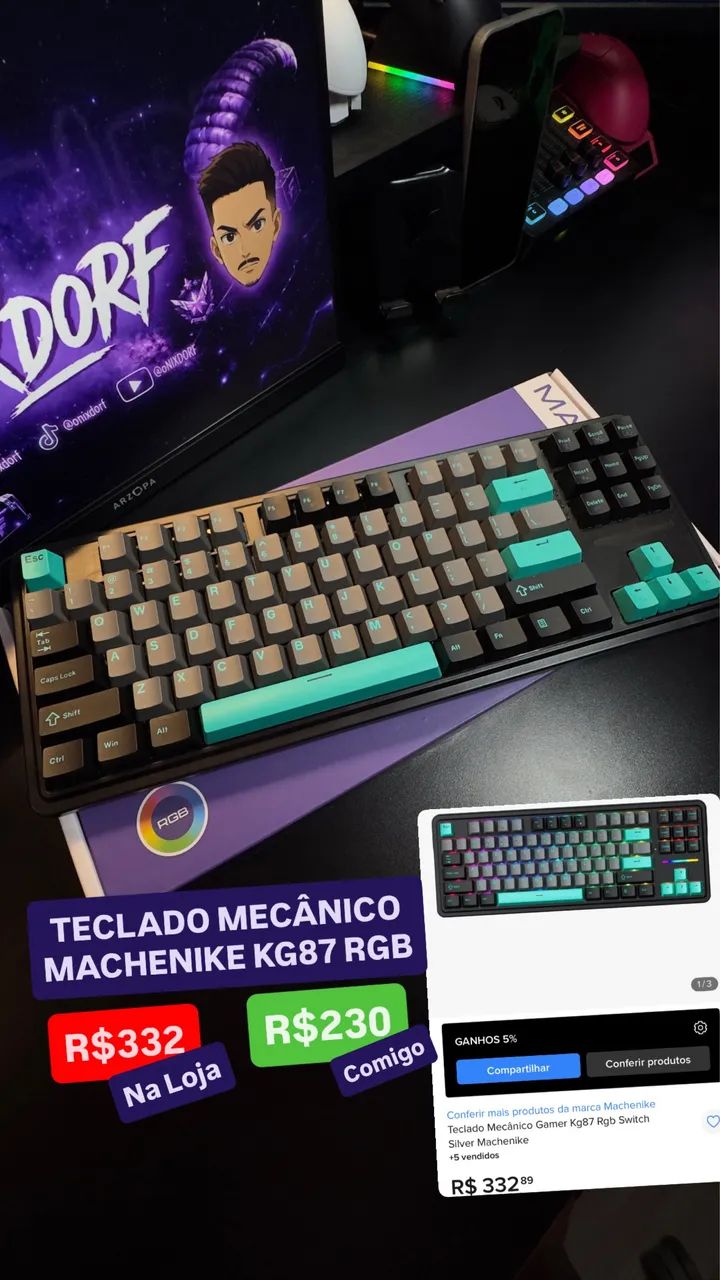 Teclado Mecânico KG87 RGB - Machenike