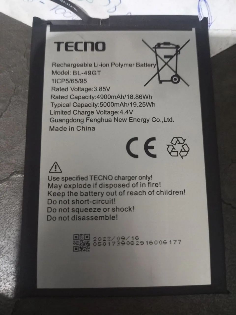 bateria celular Tecno original 