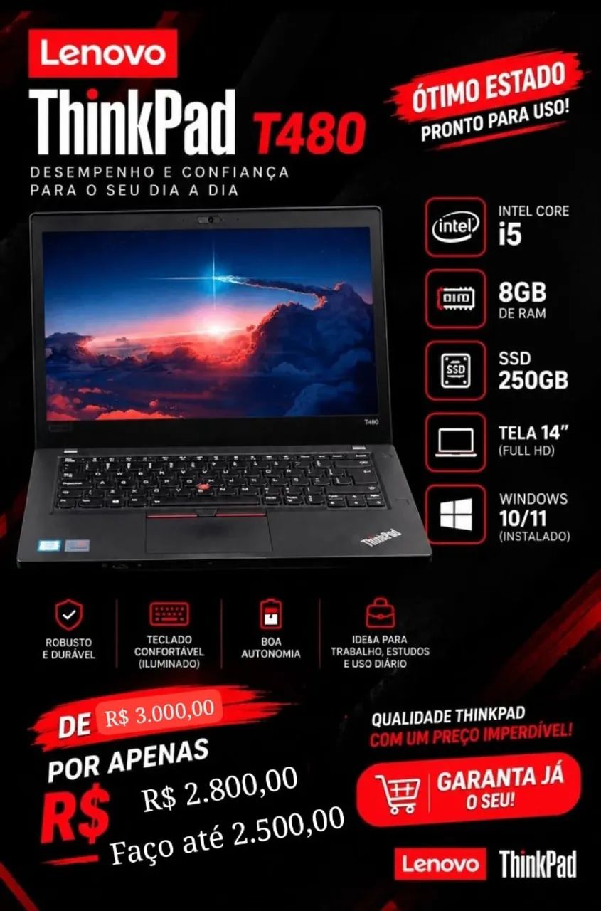 Notebook Lenovo ThinkPad T480