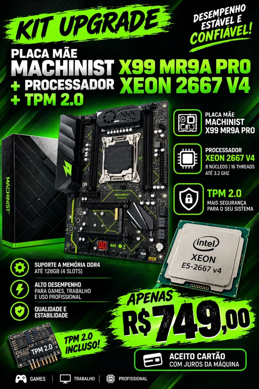 PLACA MÃE x99 + XEON 2667 V4+ TPM 2.0