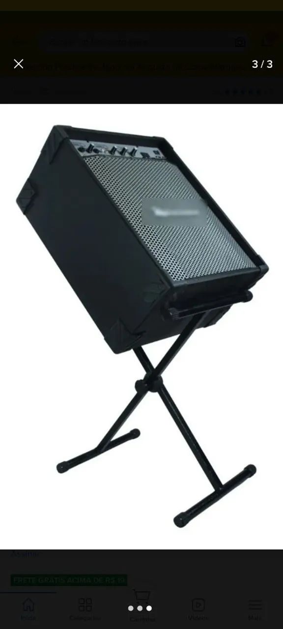 Pedestal para caixa amplificada/cubo em formato X.