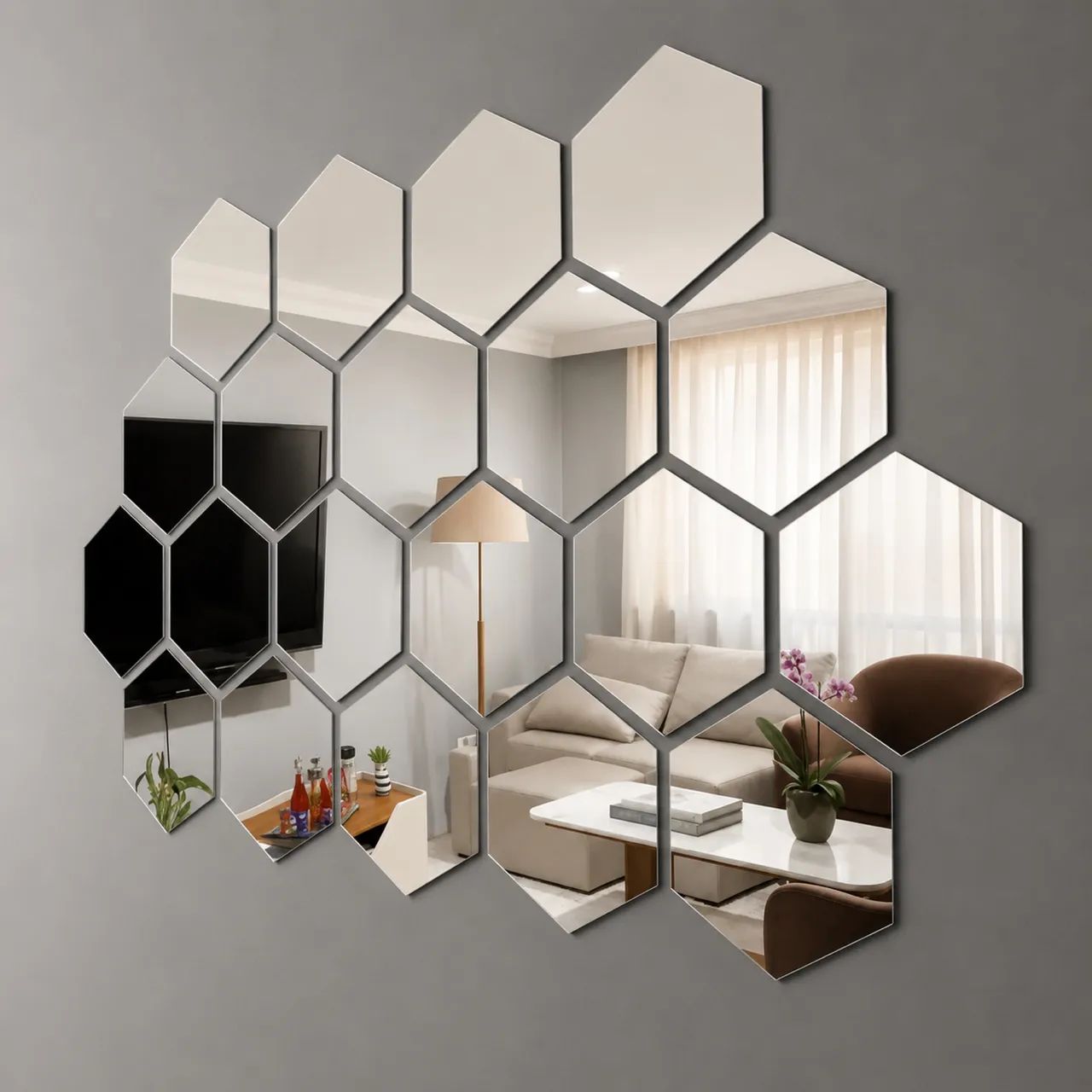 Espelhos Decorativos Hexagonal