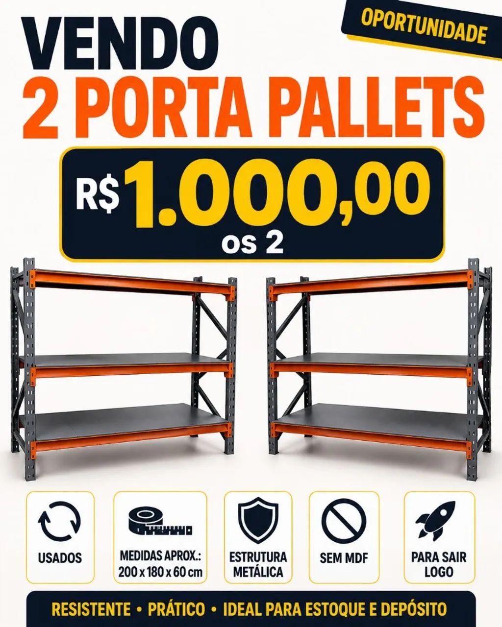  2 PORTA-PALLETS - ÓTIMO ESTADO