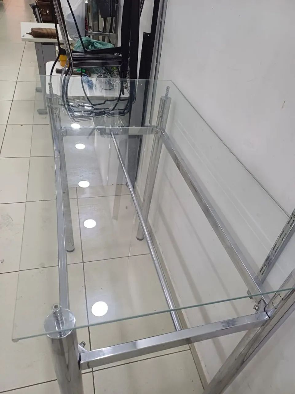 Mesa de vidro pes cromados