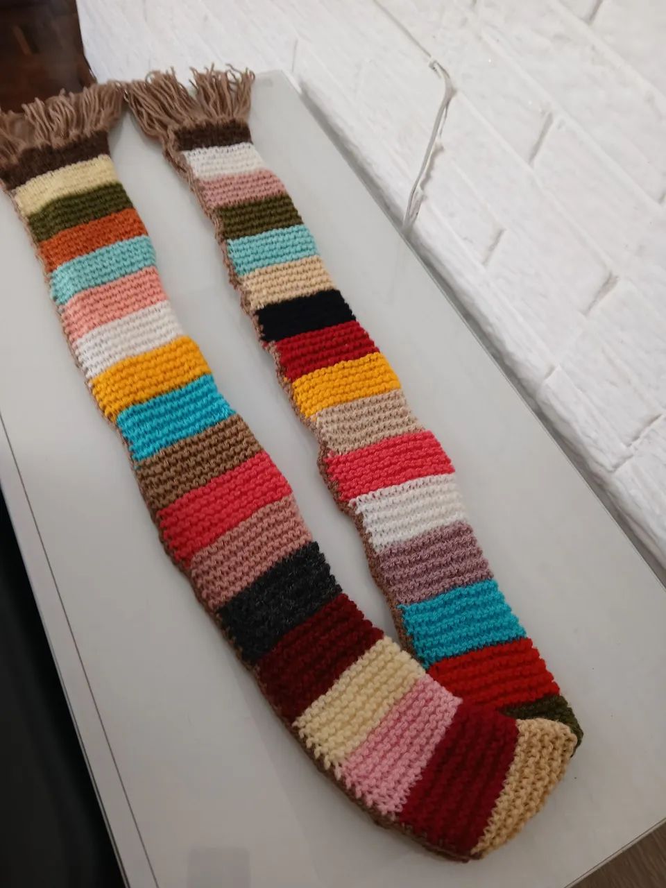 Cachecol tricot artesanal listrado  - Foto 5