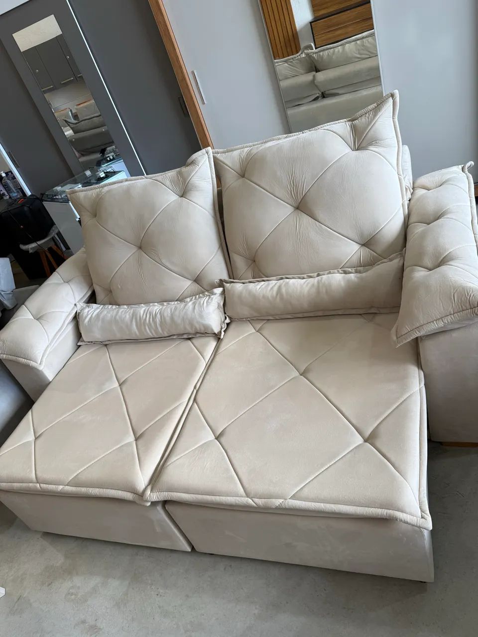 Sofa retratil reclinável com pilow top tecido jolie em Promoção! - Foto 3