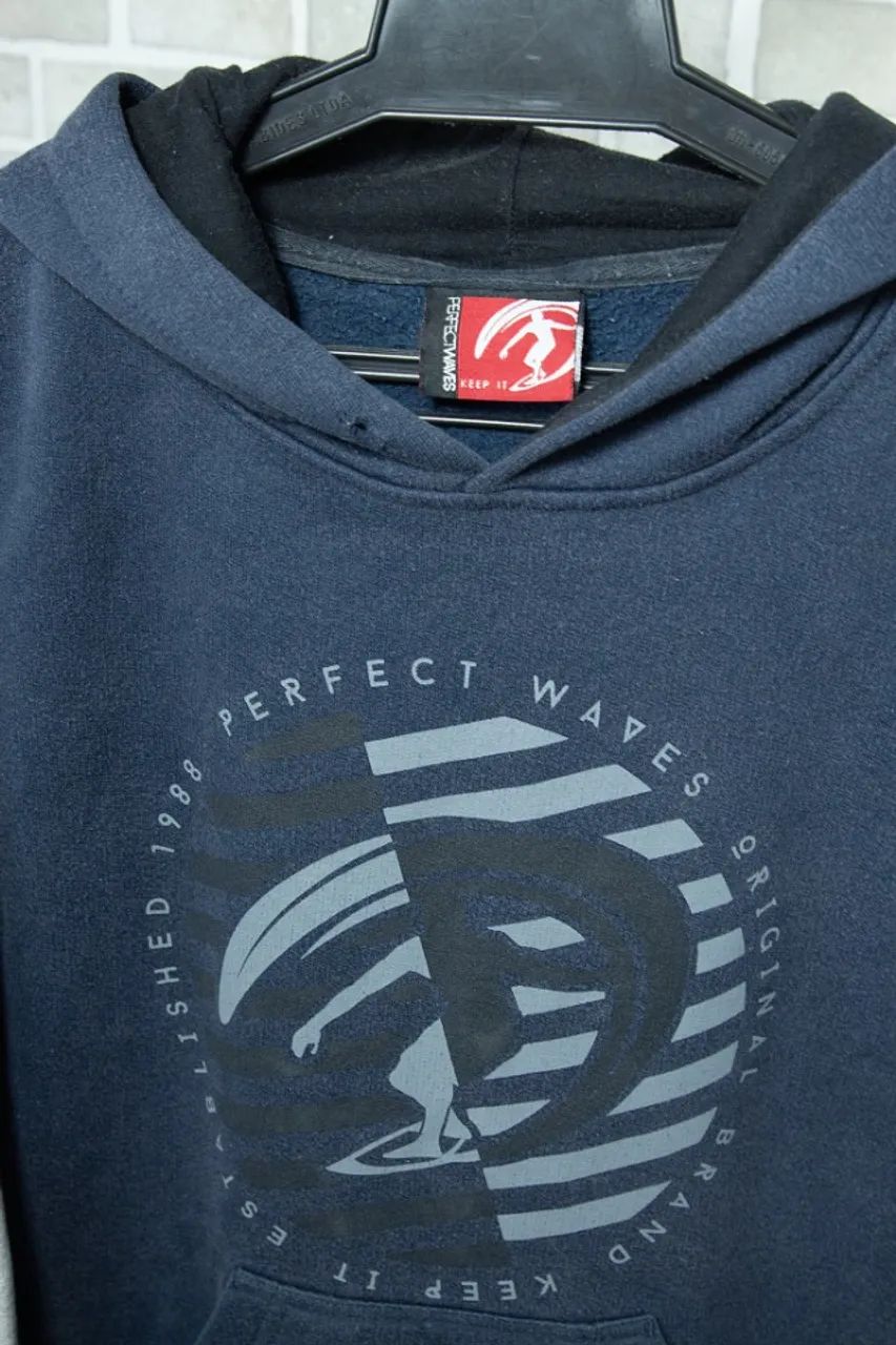 Blusa de Moletom Perfect Wave Azul e Cinza - Foto 4