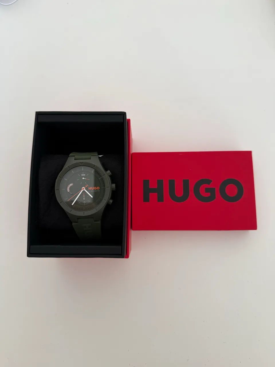 Relógio Hugo  Masculino borracha verde - Foto 3