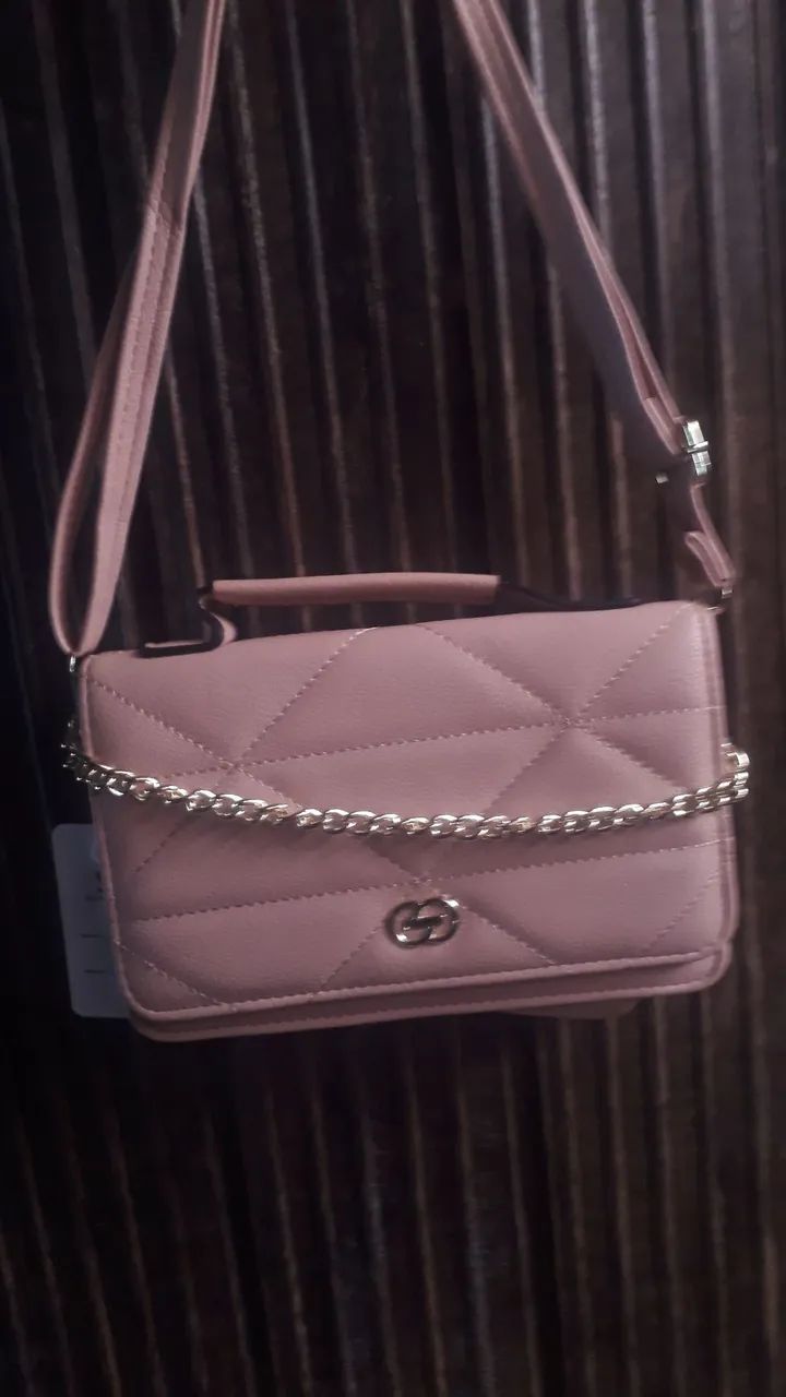 Bolsa Feminina Rosa Matelassê com Corrente - Linda e Elegante - Foto 5