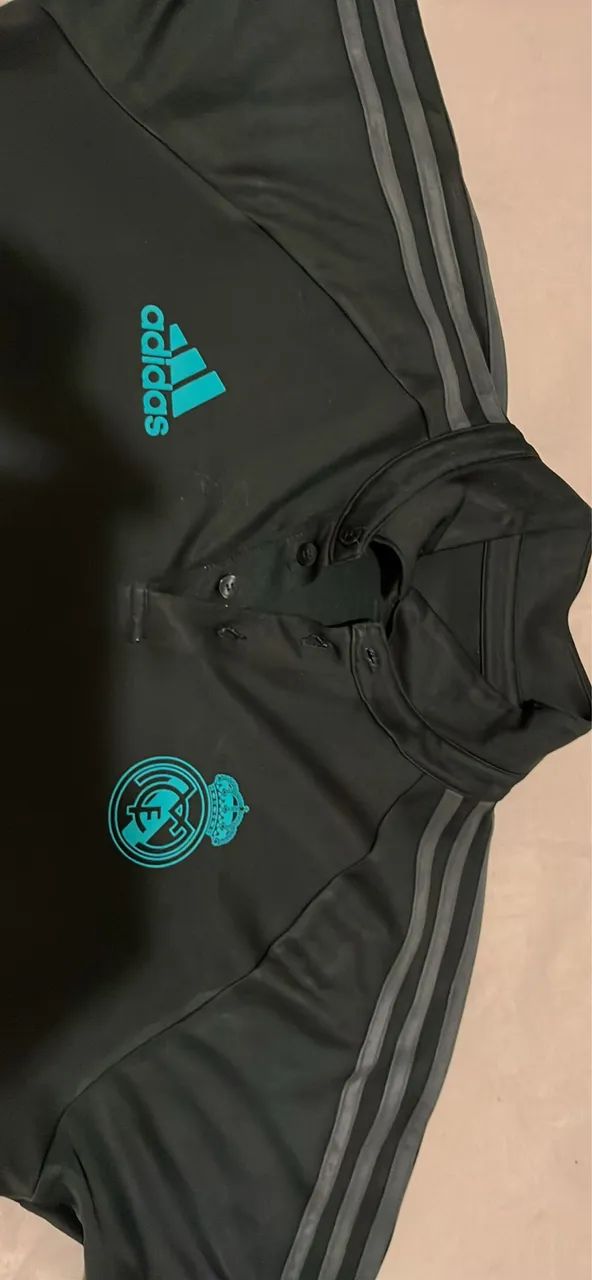 Polo Real Madrid Adidas  | Preta e Turquesa (Impecável) 