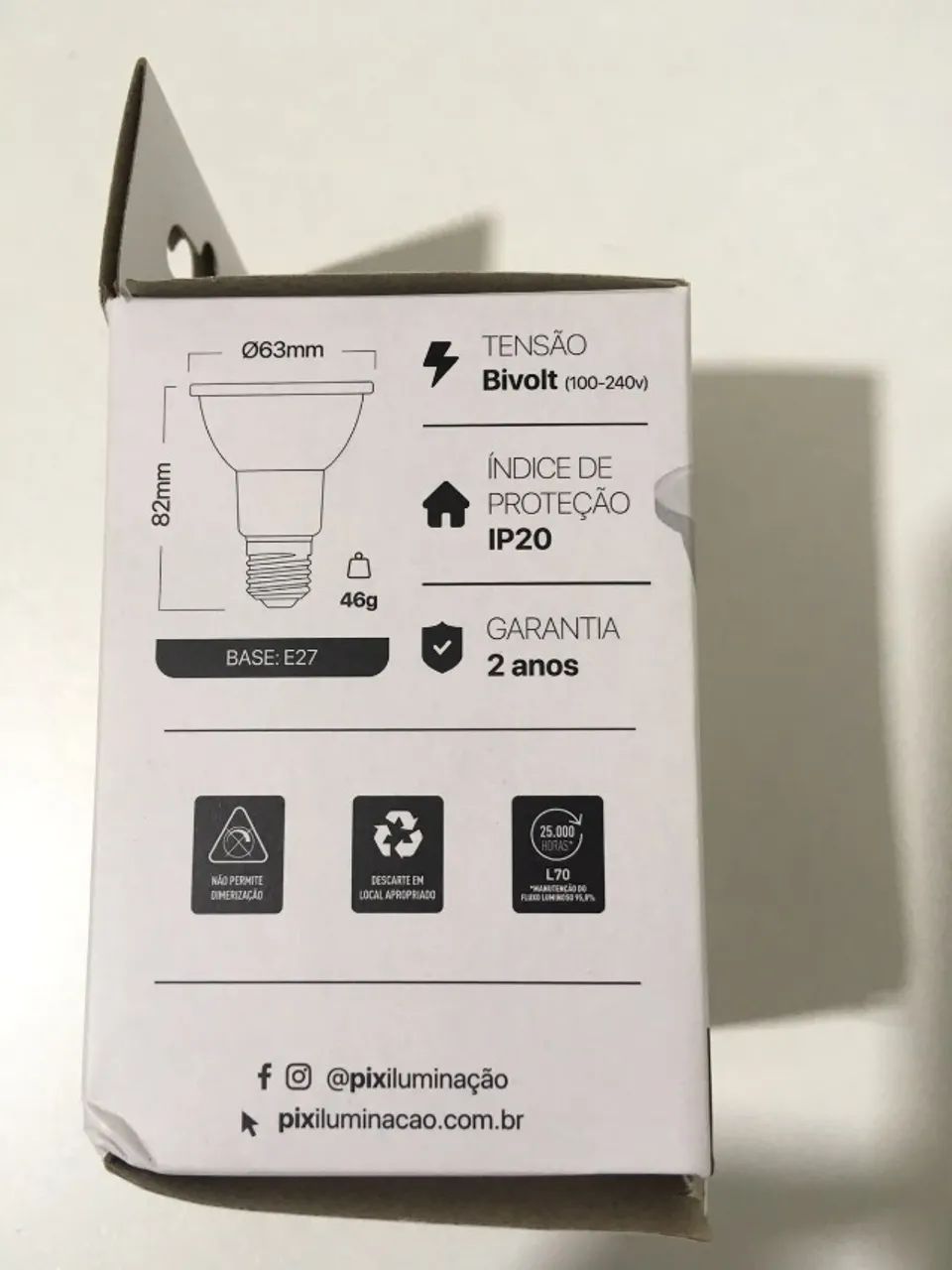 Lâmpada de Led Pix Par20 7w E27 4000K Branco Neutra - NOVA - Foto 4