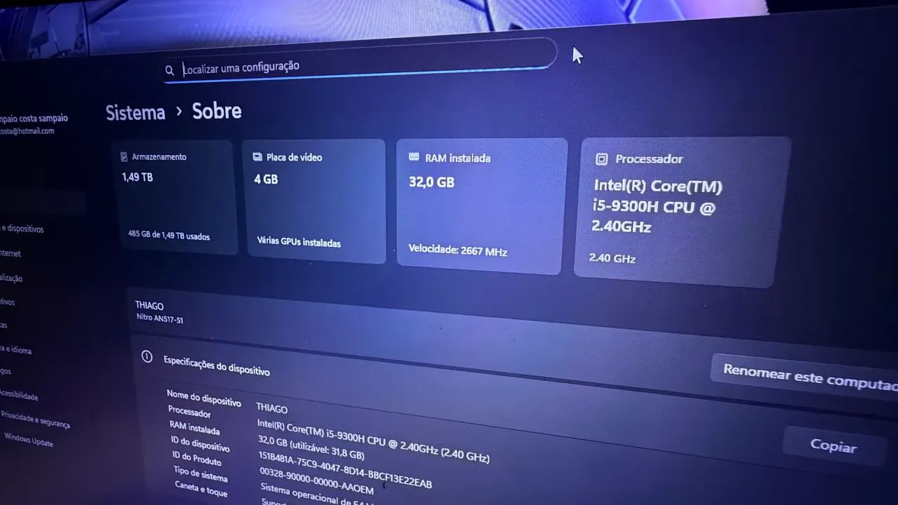 Notebook nitro 5 - Acer 17? - c/ upgrade  - Foto 5