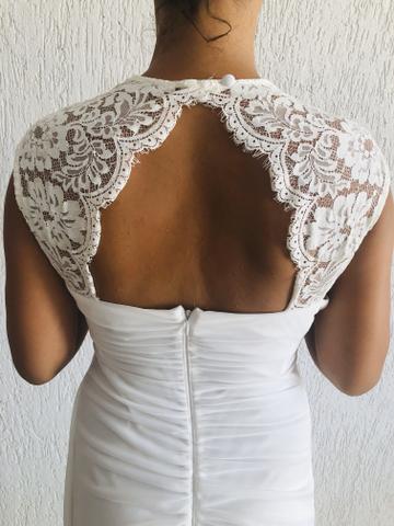Vendo vestido branco longo. Usado uma vez. Social. - Foto 2