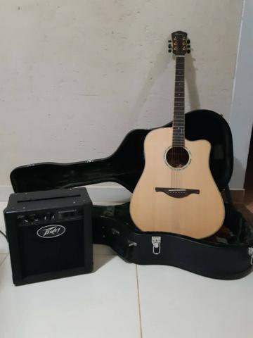 Violão Hofma Folk Elétrico Hmp350 (com Case) E Cubo Peavey - Foto 5