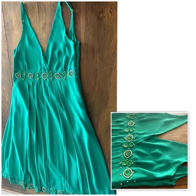 Vestido bordado verde P - Foto 5