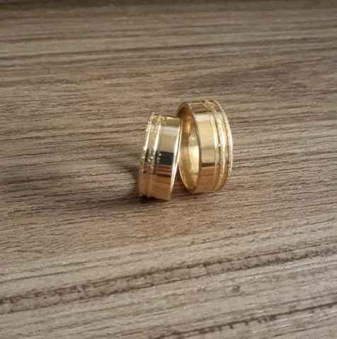 Par de aliança banhada 8mm diamantada - Foto 2