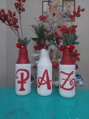 Garrafas decorativas natalinas