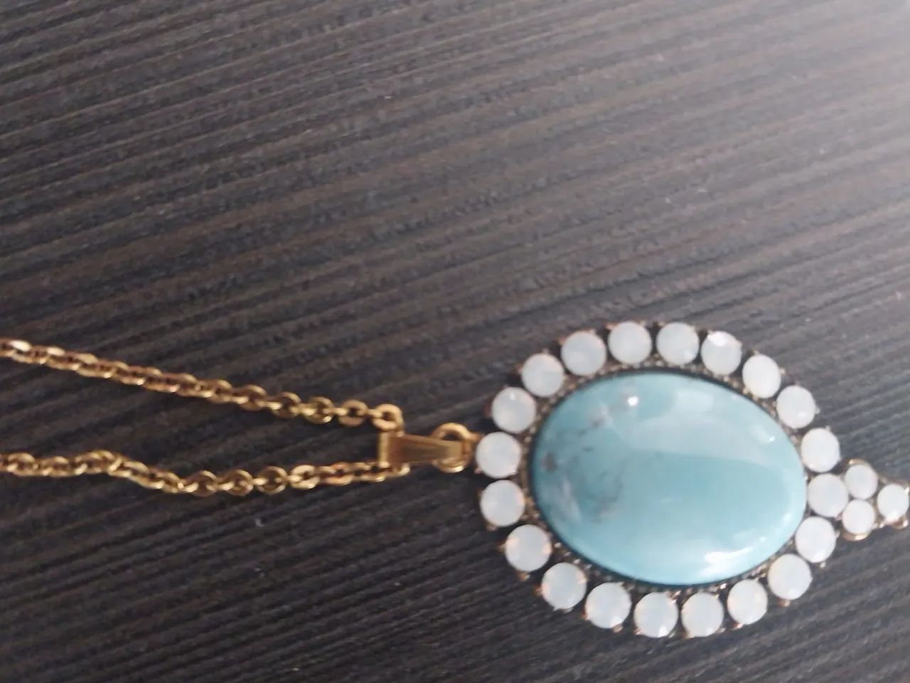 Conjunto de colar e brincos  turquesa. Semi Joias  - Foto 5
