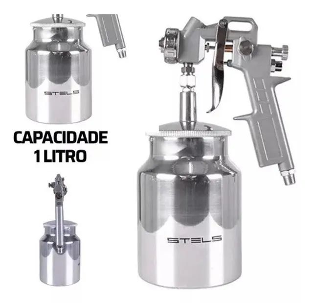 Pistola De Pintura Profissional de Alta Pressão 1000ml com Bicos 1.2, 1.5 E 1.8mm - Foto 6