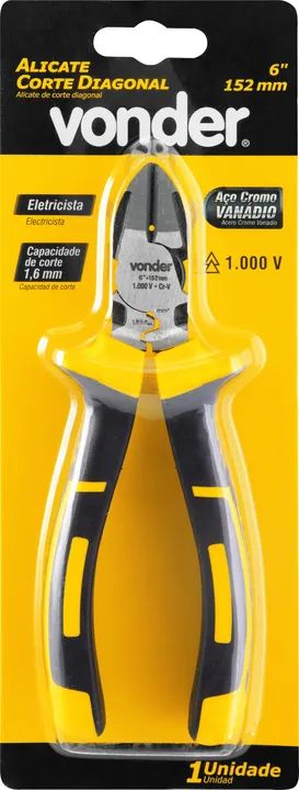 Alicate corte diagonal 6", para eletricista, com isolação até 1.000 V, VONDER  - Foto 2
