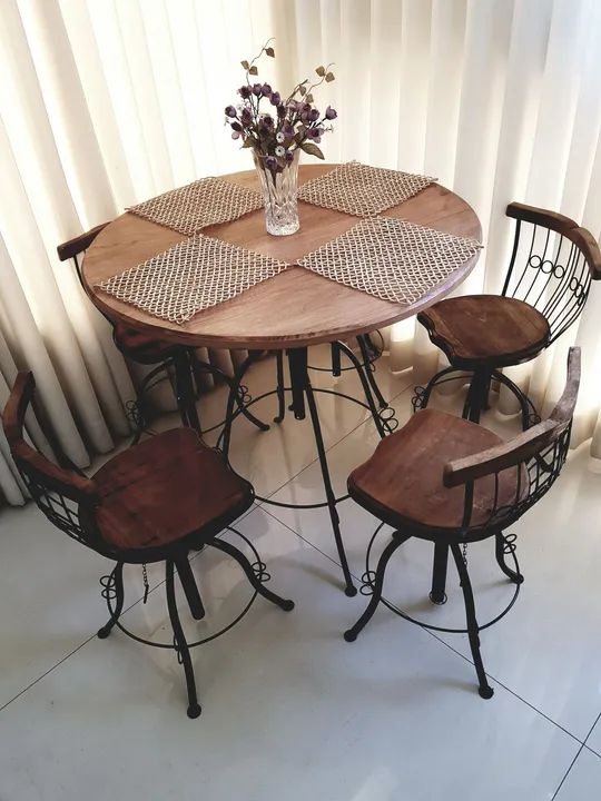Jogo Bistrô Mesa Tampo 90cm Com 6 Banquetas  - Foto 3