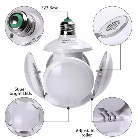 Lâmpada Led Ajustável articulada Pétala design ventilador 40w .