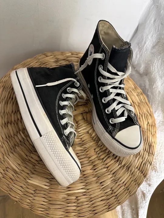 Converse All Star Platform Preto - Tamanho 34
