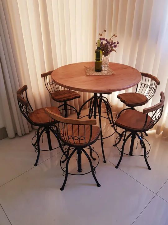 Jogo Bistrô Mesa Tampo 90cm Com 6 Banquetas  - Foto 5