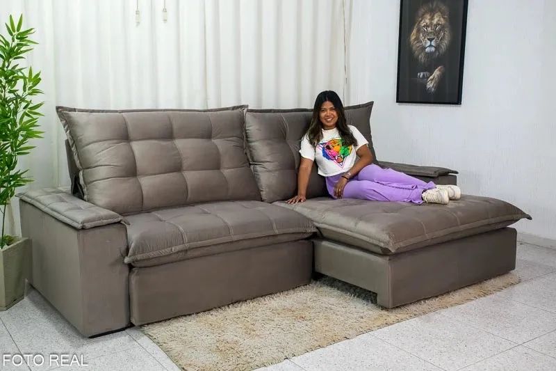 Sofá Retrátil Reclinável 2,90m D33 e Molas Ensacadas rf543 - Foto 2