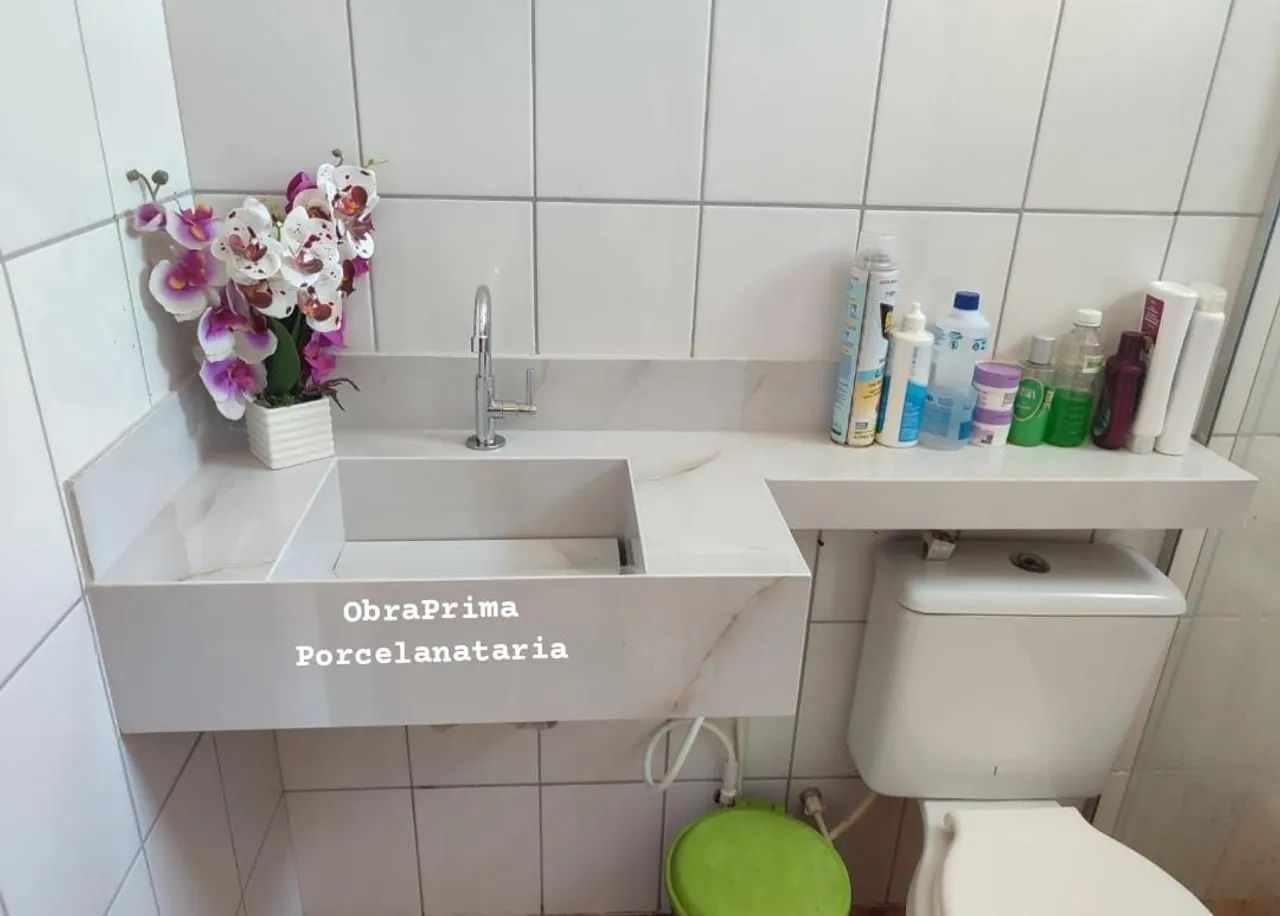 Pia com cuba esculpida em porcelanato  - Foto 4