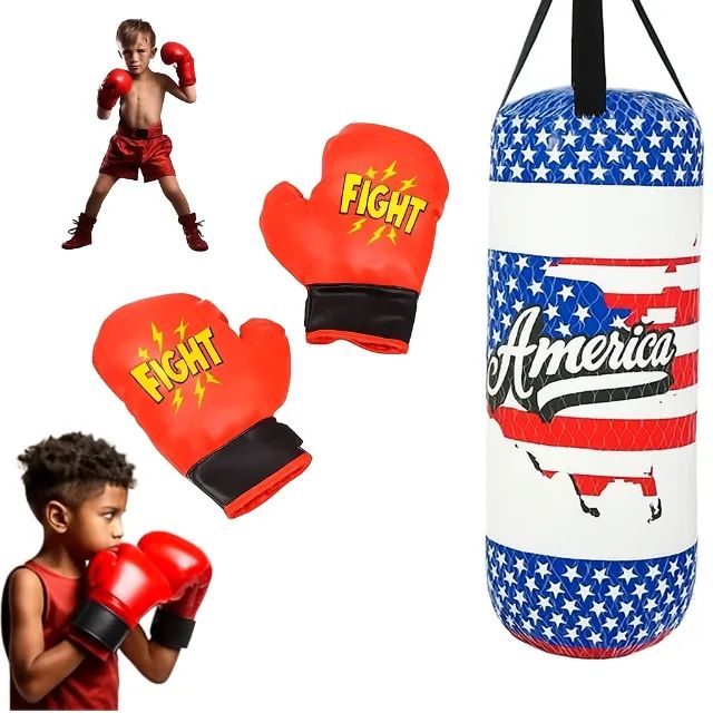 Kit Saco de Boxe Infantil Americano 32Cm com Luvas - Play Brink SM125364 HL-1651