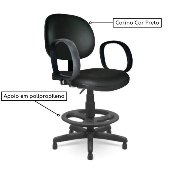 Cadeira Caixa Executiva Lisa com Braço Corsa Aranha PMD Preta Conforto Modelo 35026 - Foto 3