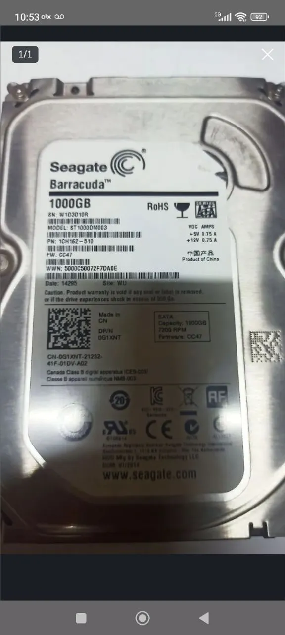 HD Seagate Barracuda 1TB Pc