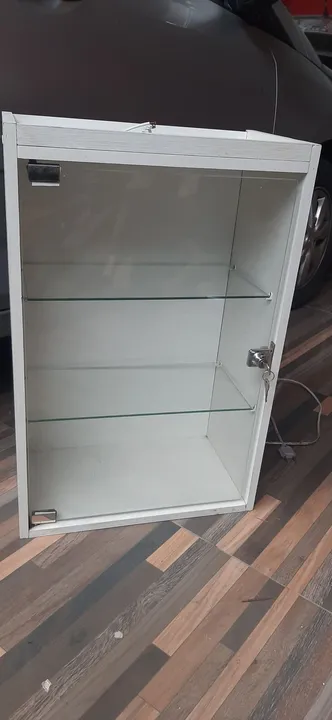 Vitrine de vidro com porta e 3 prateleiras